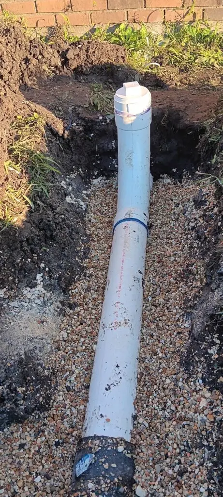 Sewer cleanout installed on a residential sewer line in New Iberia, Louisiana