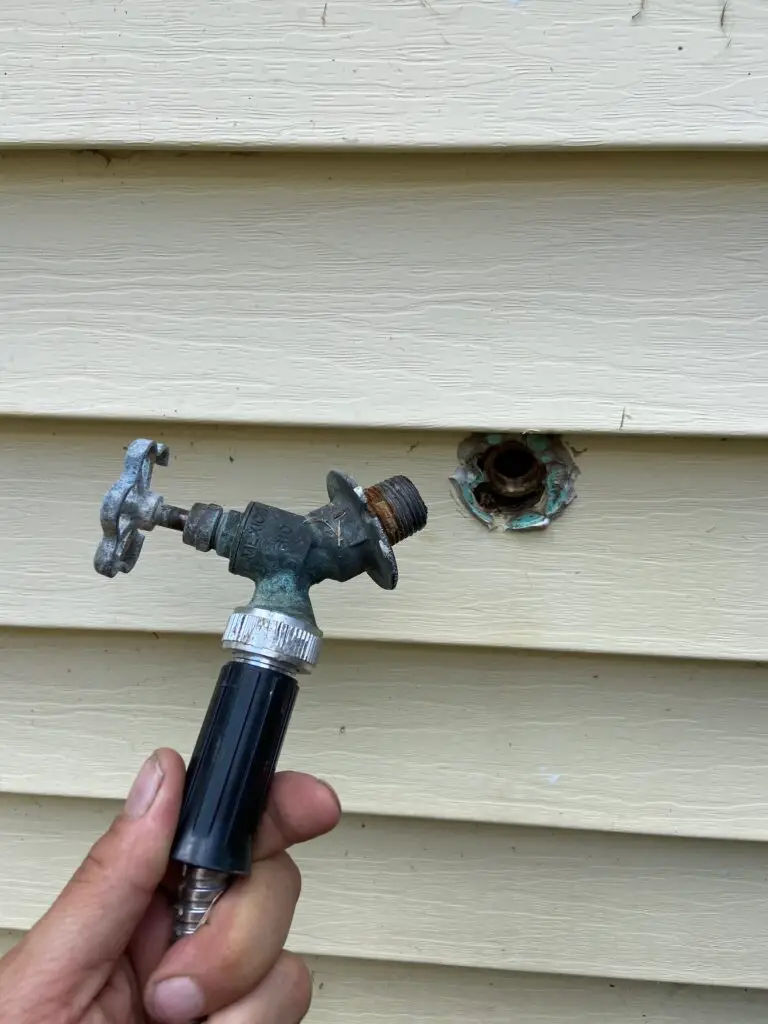 Exterior hose bibb being replaced by Michael B Plumbing in Lafayette, Louisiana