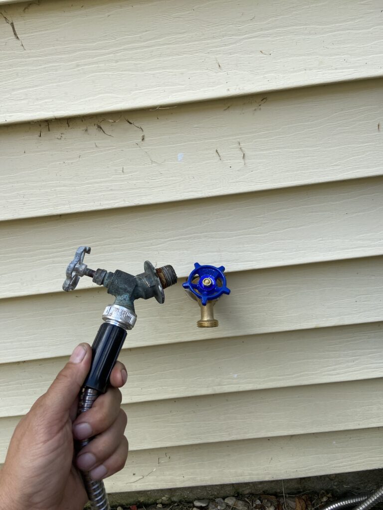 Completed exterior hose bibb replacement at a home in Lafayette, Louisiana