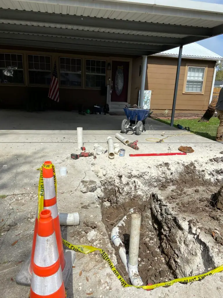 Sewer line replacement work completed by Michael B Plumbing in New Iberia, Louisiana