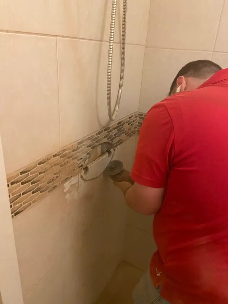 During photo of a shower faucet replacement in New Iberia, Louisiana