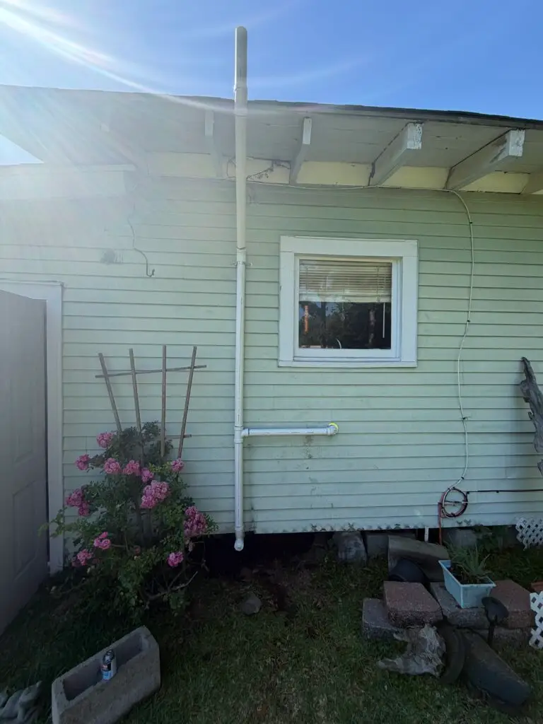 New kitchen sink drain line installed with proper fall in New Iberia, Louisiana